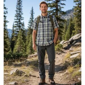 Kuhl Skorpio Shirt Mens M Short Sleeve Outdoors Hiking Casual Gorpcore Linen